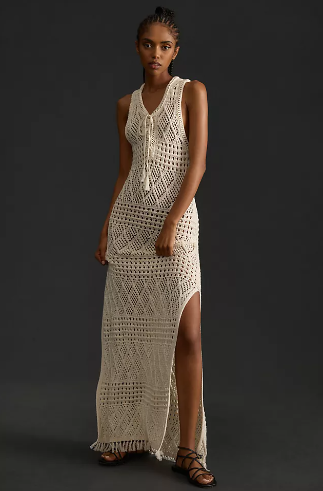 Crochet Cover-Up White Dress