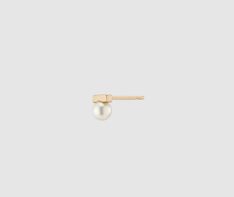 Pearl and Gold Bar Duo Stud Earring