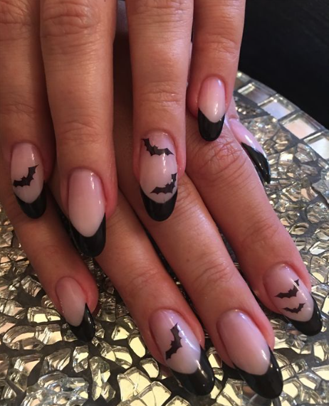 Simple Bat Halloween Nails