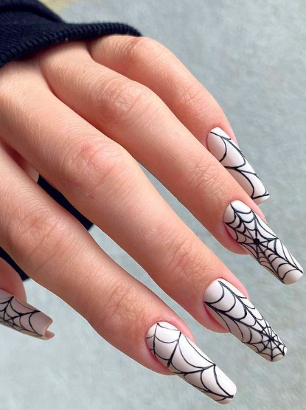 Spider Web Halloween Nails